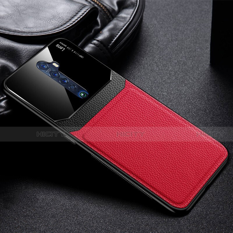 Coque Luxe Cuir Housse Etui pour Oppo Reno2 Rouge Plus
