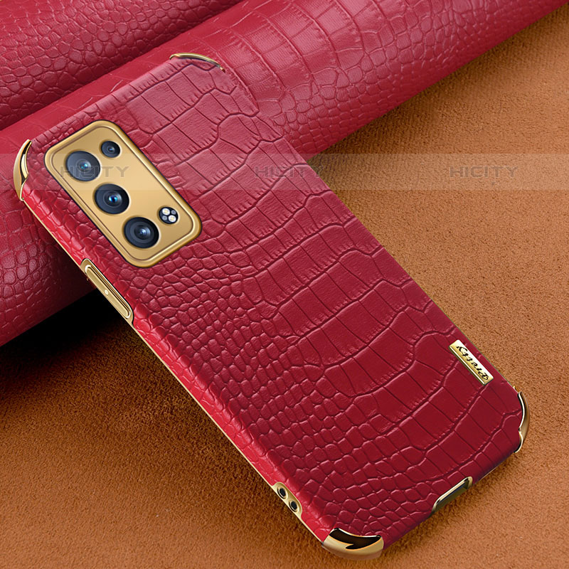 Coque Luxe Cuir Housse Etui pour Oppo Reno6 Pro 5G Rouge Plus