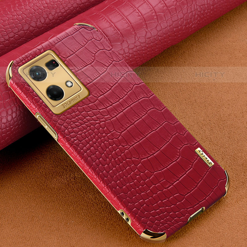 Coque Luxe Cuir Housse Etui pour Oppo Reno7 4G Rouge Plus