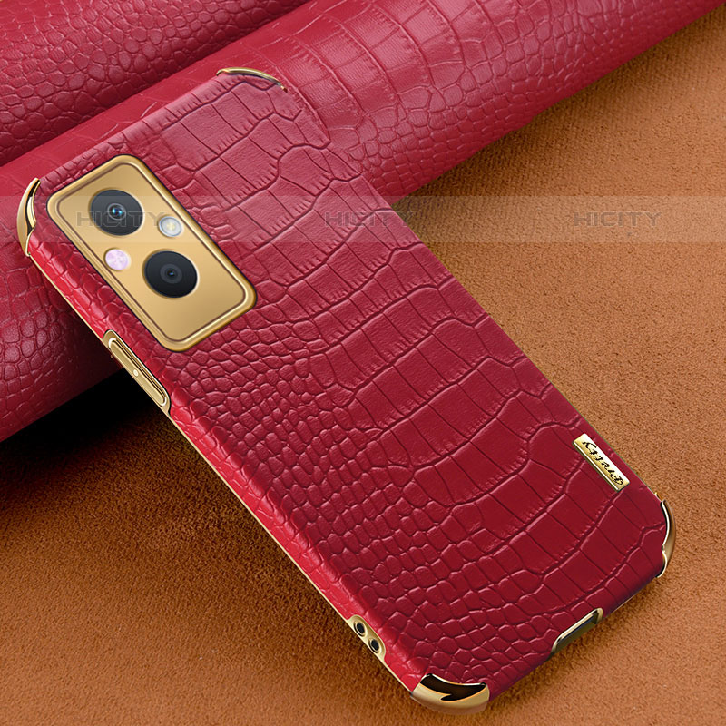 Coque Luxe Cuir Housse Etui pour Oppo Reno7 Lite 5G Rouge Plus