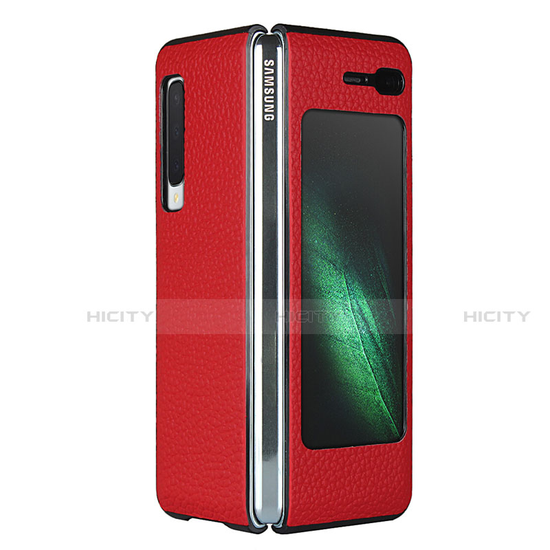 Coque Luxe Cuir Housse Etui pour Samsung Galaxy Fold Rouge Plus