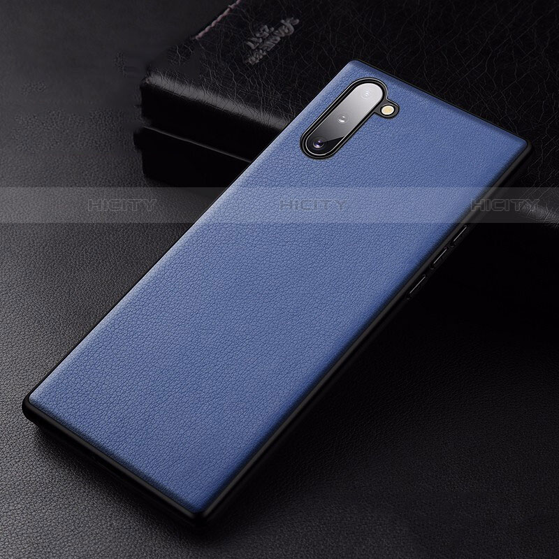 Coque Luxe Cuir Housse Etui pour Samsung Galaxy Note 10 5G Bleu Plus