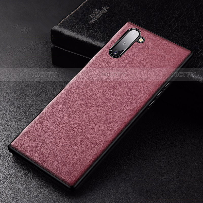 Coque Luxe Cuir Housse Etui pour Samsung Galaxy Note 10 5G Vin Rouge Plus