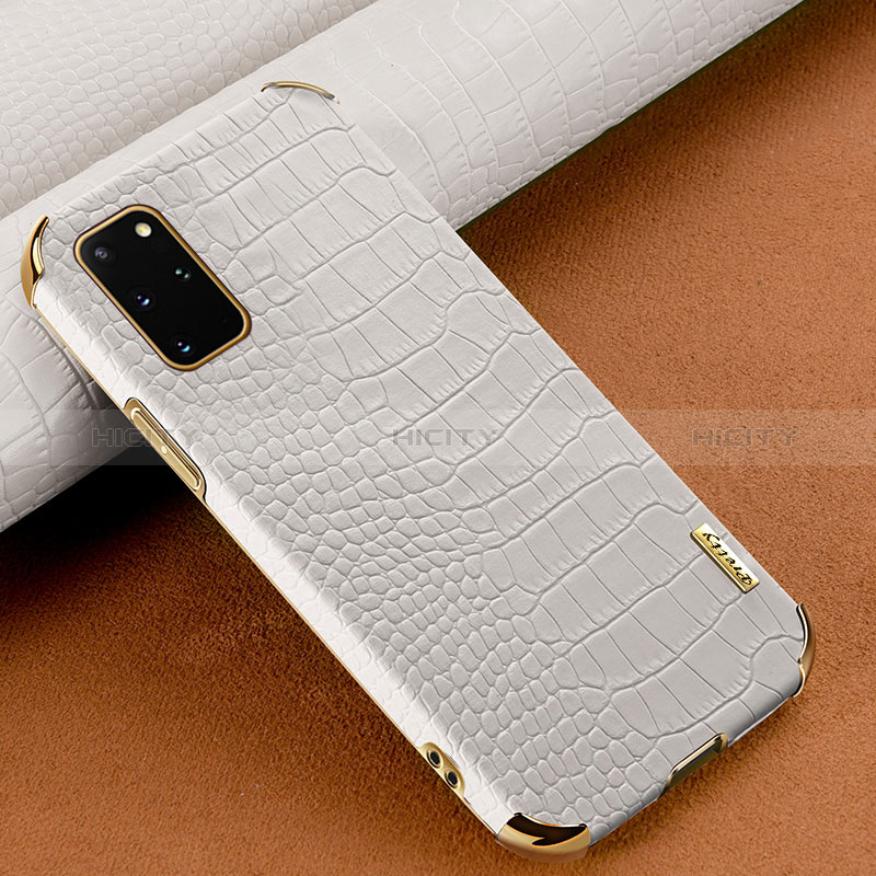 Coque Luxe Cuir Housse Etui pour Samsung Galaxy S20 Plus 5G Blanc Plus