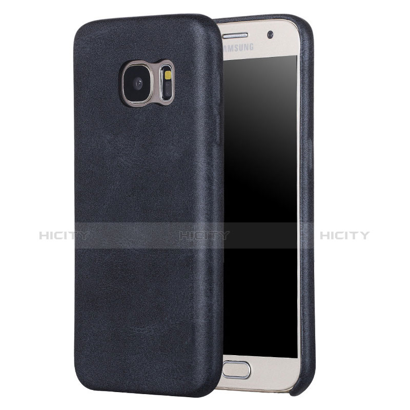 Coque Luxe Cuir Housse Etui pour Samsung Galaxy S7 G930F G930FD Noir Plus