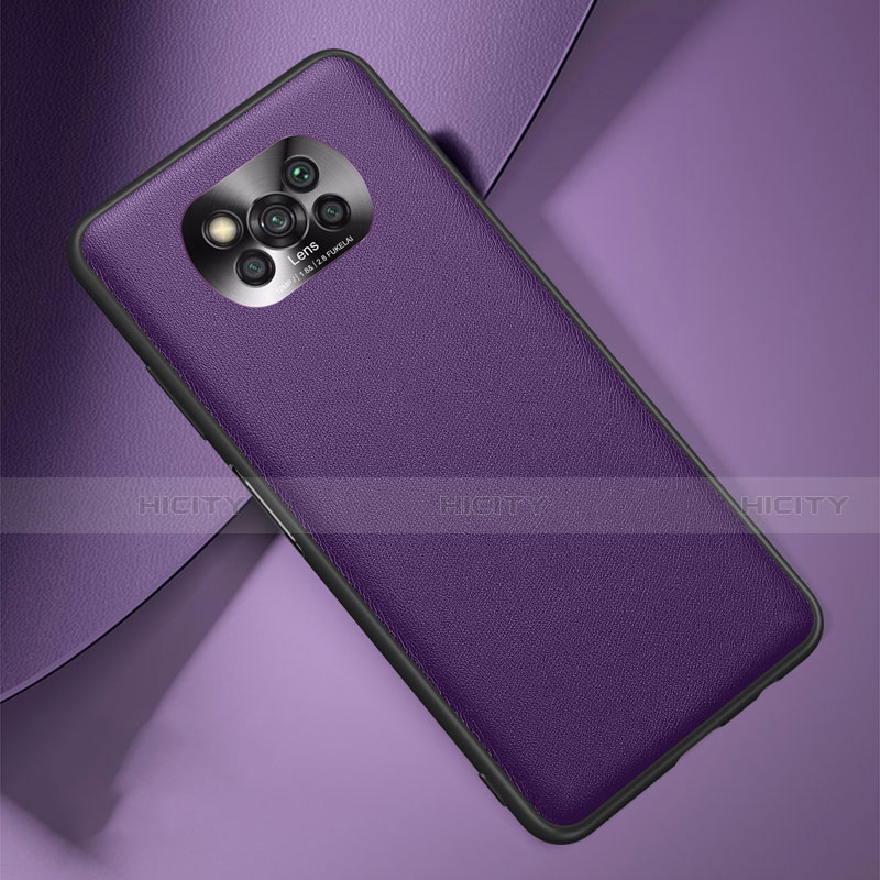 Coque Luxe Cuir Housse Etui pour Xiaomi Poco X3 NFC Violet Plus