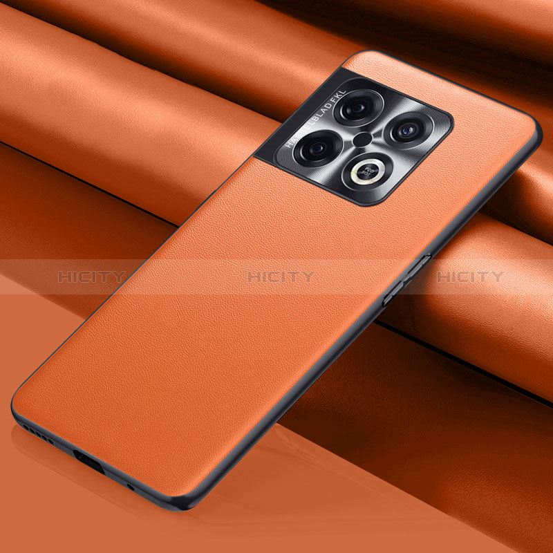 Coque Luxe Cuir Housse Etui QK1 pour OnePlus 10 Pro 5G Orange Plus