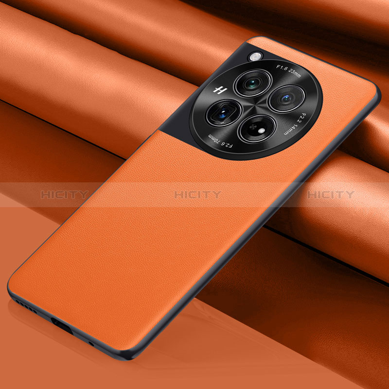Coque Luxe Cuir Housse Etui QK1 pour OnePlus 12R 5G Orange Plus