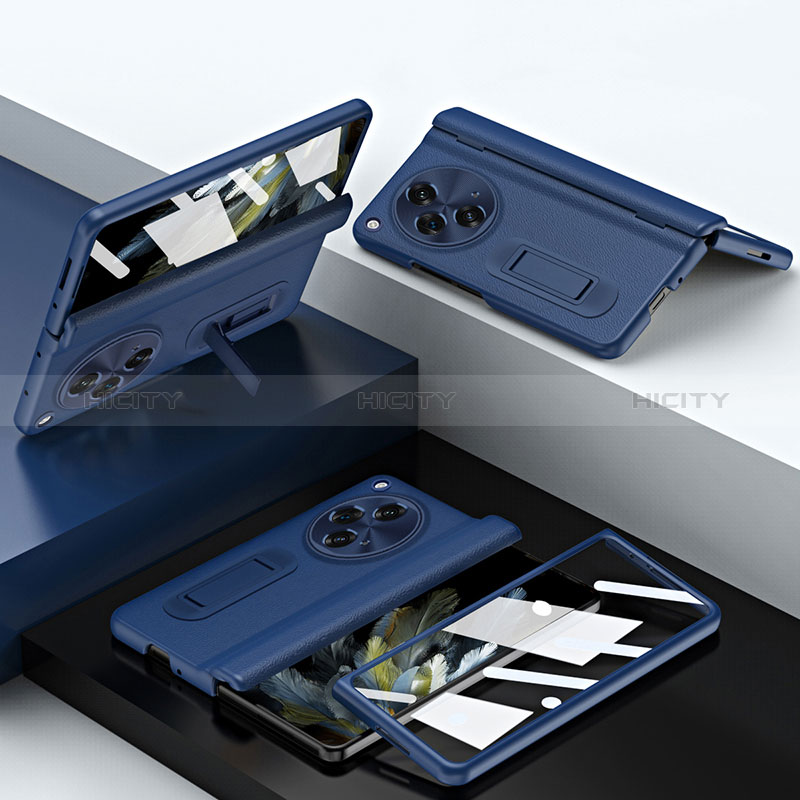 Coque Luxe Cuir Housse Etui QK1 pour OnePlus Open 5G Bleu Plus