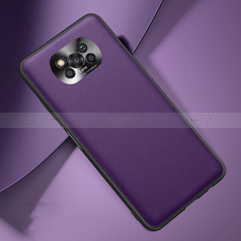 Coque Luxe Cuir Housse Etui QK2 pour Xiaomi Poco X3 Pro Violet Plus