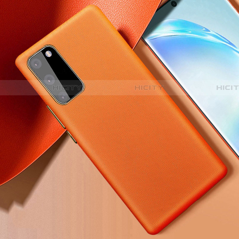 Coque Luxe Cuir Housse Etui R01 pour Samsung Galaxy S20 5G Orange Plus