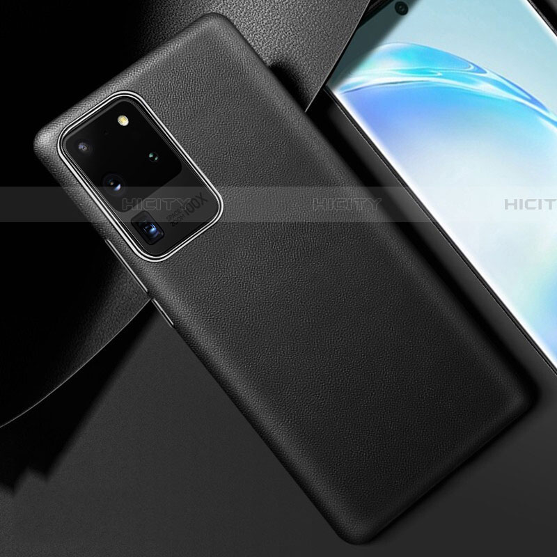 Coque Luxe Cuir Housse Etui R01 pour Samsung Galaxy S20 Ultra 5G Noir Plus