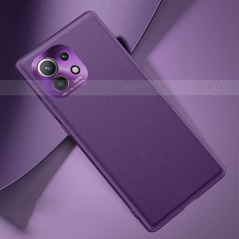 Coque Luxe Cuir Housse Etui R01 pour Xiaomi Mi 11 Lite 5G Violet Plus