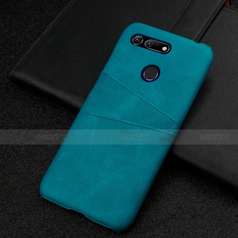 Coque Luxe Cuir Housse Etui R02 pour Huawei Honor View 20 Cyan Plus