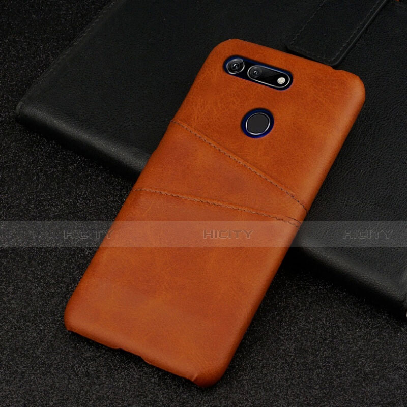 Coque Luxe Cuir Housse Etui R02 pour Huawei Honor View 20 Marron Plus
