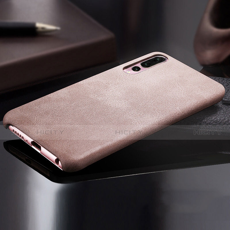 Coque Luxe Cuir Housse Etui R02 pour Huawei P20 Pro Or Rose Plus