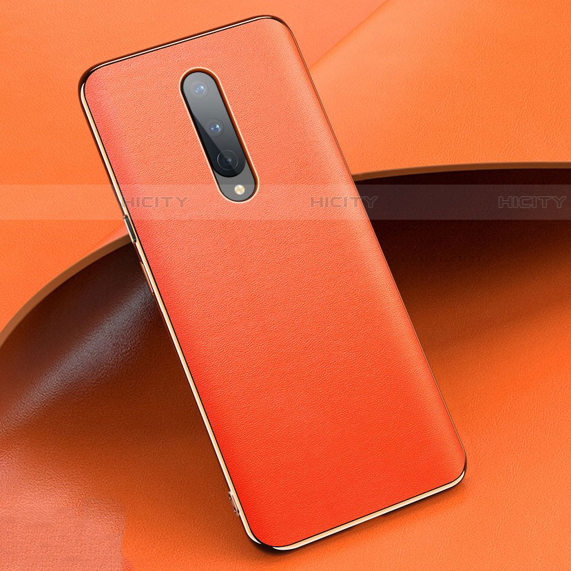 Coque Luxe Cuir Housse Etui R02 pour OnePlus 8 Orange Plus