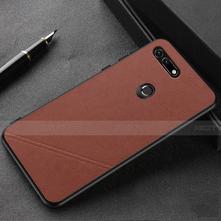 Coque Luxe Cuir Housse Etui R03 pour Huawei Honor View 20 Marron Plus