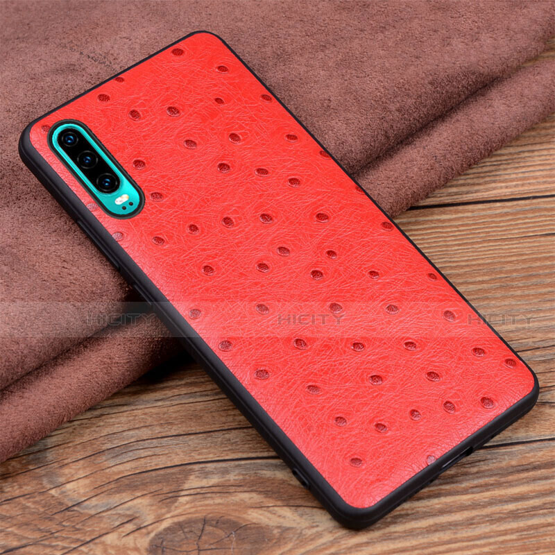 Coque Luxe Cuir Housse Etui R03 pour Huawei P30 Rouge Plus