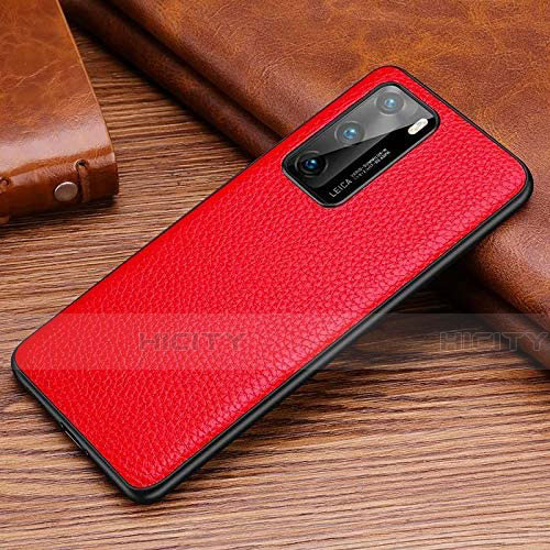 Coque Luxe Cuir Housse Etui R03 pour Huawei P40 Rouge Plus