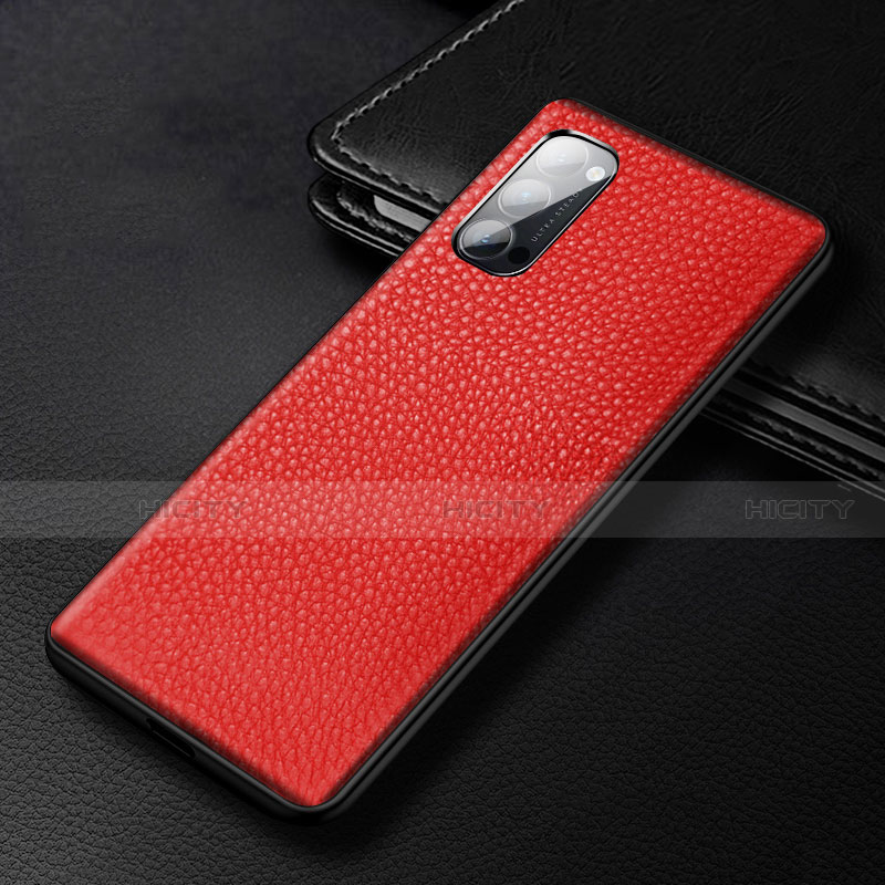 Coque Luxe Cuir Housse Etui R03 pour Oppo Reno4 Pro 5G Rouge Plus