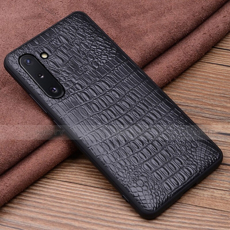 Coque Luxe Cuir Housse Etui R03 pour Samsung Galaxy Note 10 Noir Plus