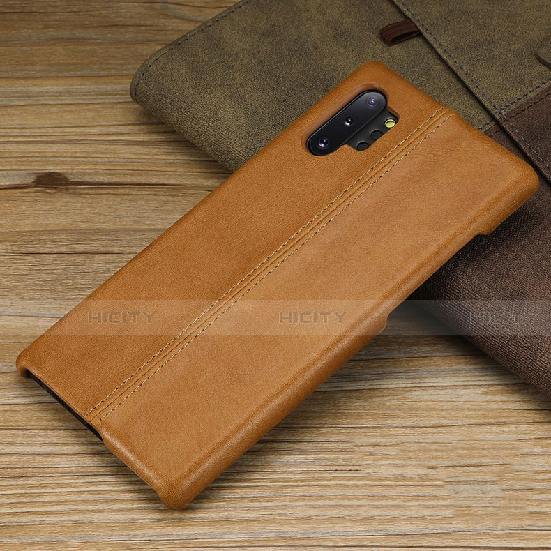 Coque Luxe Cuir Housse Etui R03 pour Samsung Galaxy Note 10 Plus 5G Orange Plus
