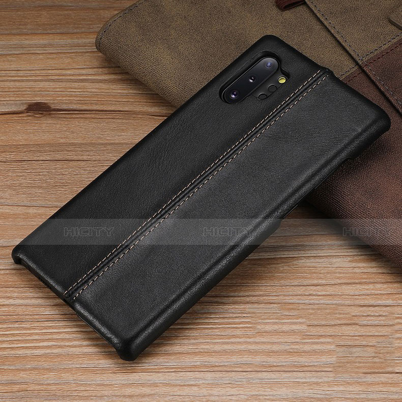 Coque Luxe Cuir Housse Etui R03 pour Samsung Galaxy Note 10 Plus Noir Plus
