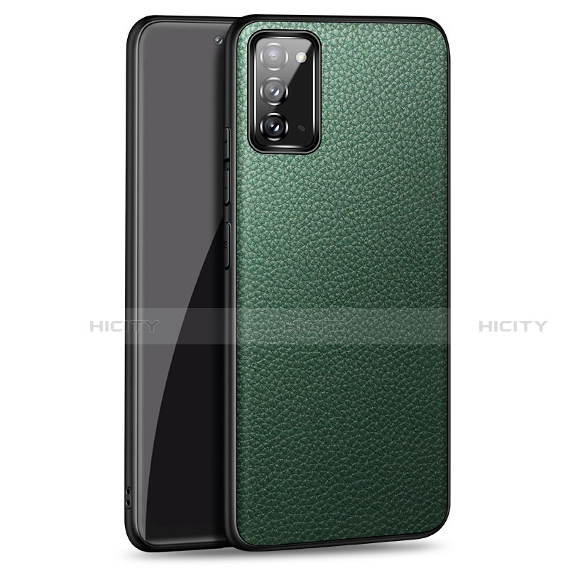 Coque Luxe Cuir Housse Etui R03 pour Samsung Galaxy Note 20 5G Vert Plus