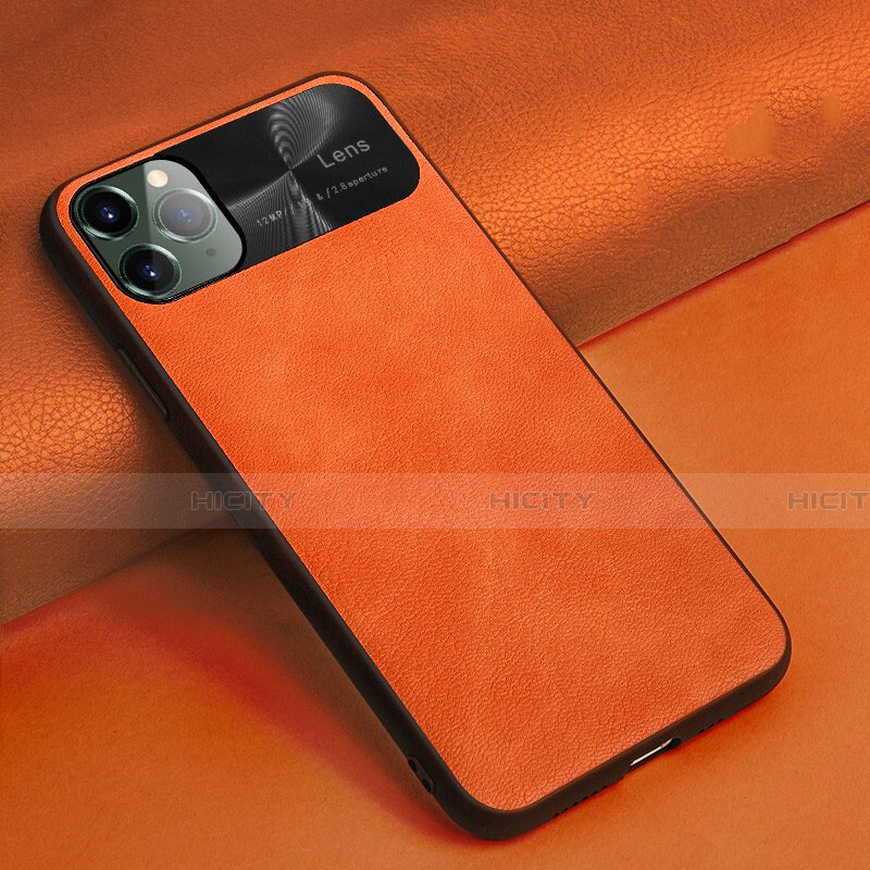 Coque Luxe Cuir Housse Etui R04 pour Apple iPhone 11 Pro Max Orange Plus