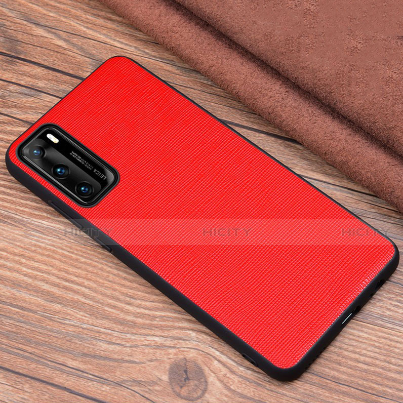 Coque Luxe Cuir Housse Etui R04 pour Huawei P40 Rouge Plus