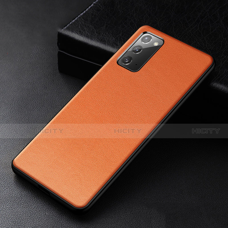 Coque Luxe Cuir Housse Etui R04 pour Samsung Galaxy Note 20 5G Orange Plus