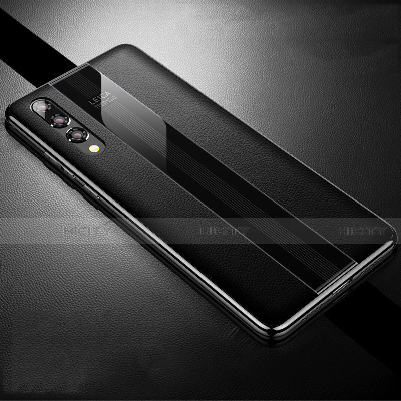Coque Luxe Cuir Housse Etui R05 pour Huawei P20 Pro Noir Plus