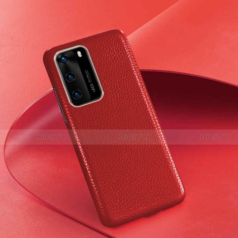 Coque Luxe Cuir Housse Etui R05 pour Huawei P40 Rouge Plus