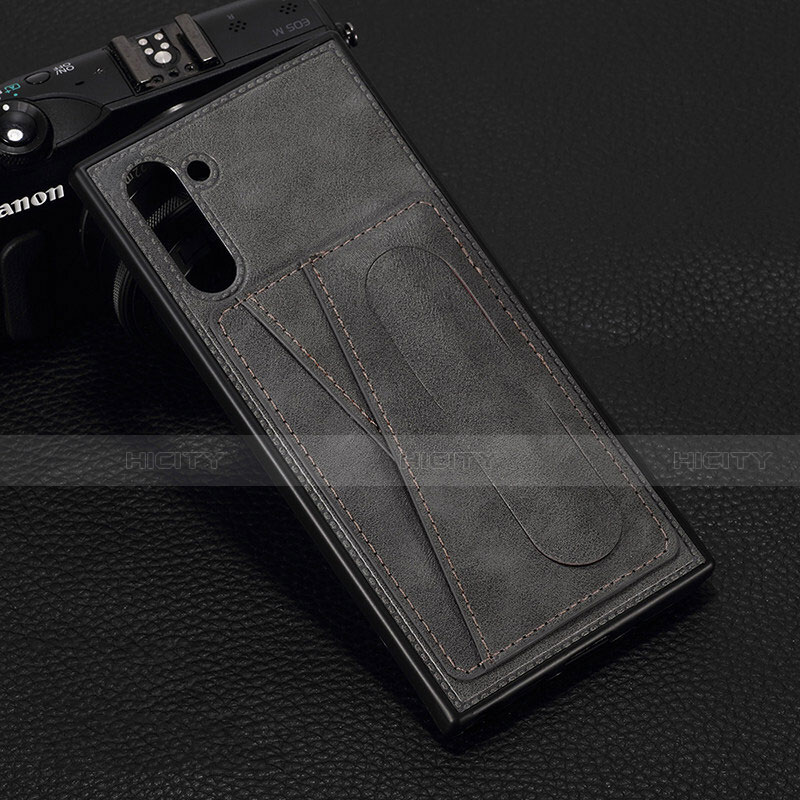 Coque Luxe Cuir Housse Etui R07 pour Samsung Galaxy Note 10 5G Gris Plus