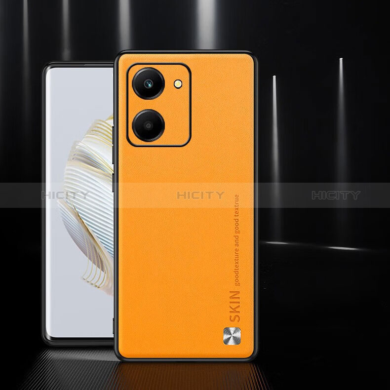 Coque Luxe Cuir Housse Etui S01 pour Huawei Honor X7a Orange Plus