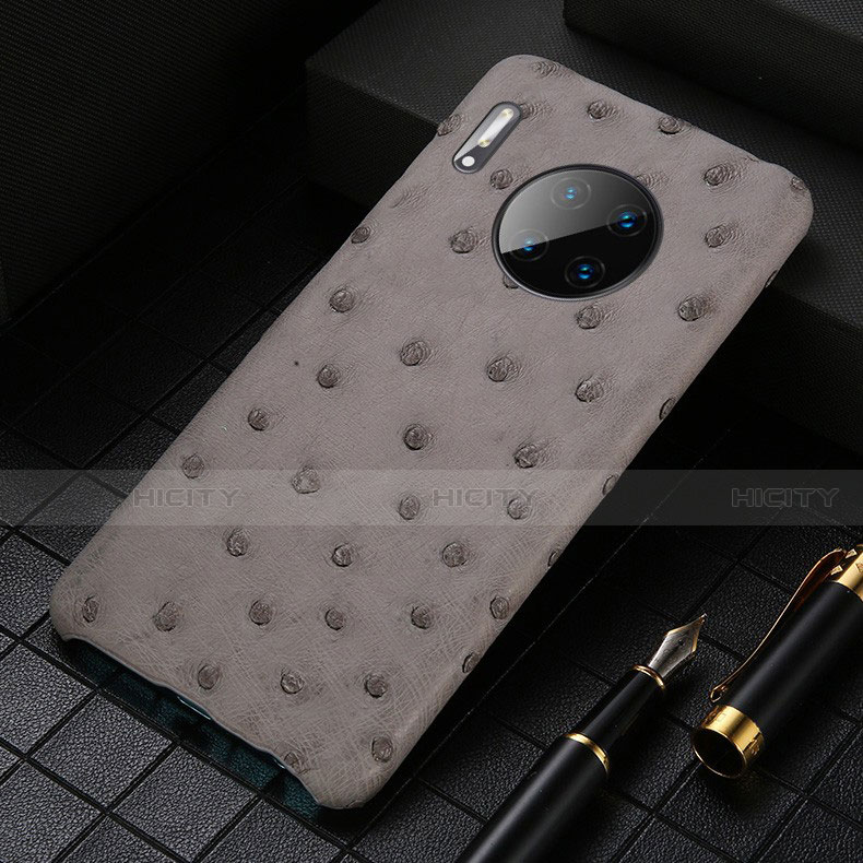 Coque Luxe Cuir Housse Etui S01 pour Huawei Mate 30 Pro 5G Gris Plus