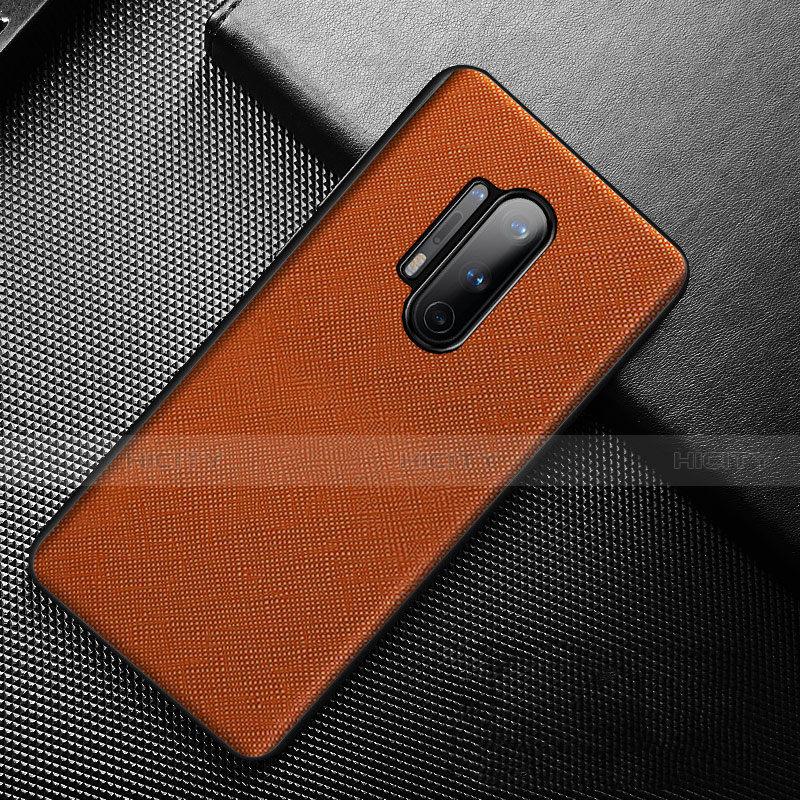 Coque Luxe Cuir Housse Etui S01 pour OnePlus 8 Pro Orange Plus