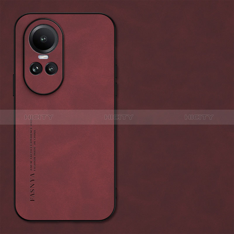 Coque Luxe Cuir Housse Etui S01 pour Oppo Reno10 5G Rouge Plus