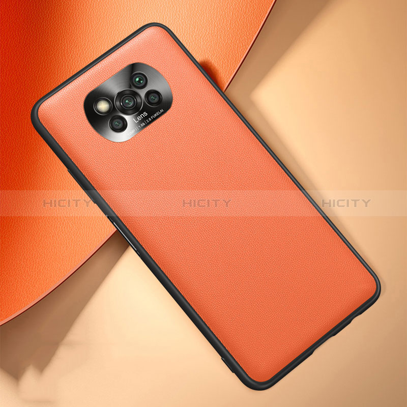 Coque Luxe Cuir Housse Etui S01 pour Xiaomi Poco X3 NFC Orange Plus