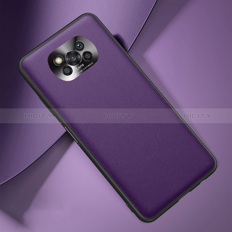 Coque Luxe Cuir Housse Etui S01 pour Xiaomi Poco X3 Pro Violet Plus