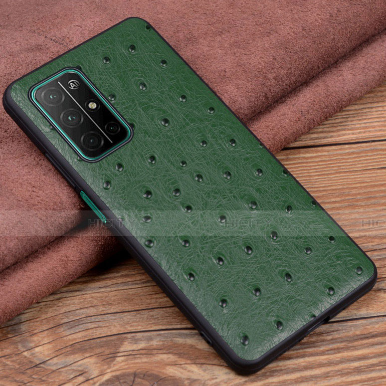 Coque Luxe Cuir Housse Etui S02 pour Huawei Honor 30S Vert Plus