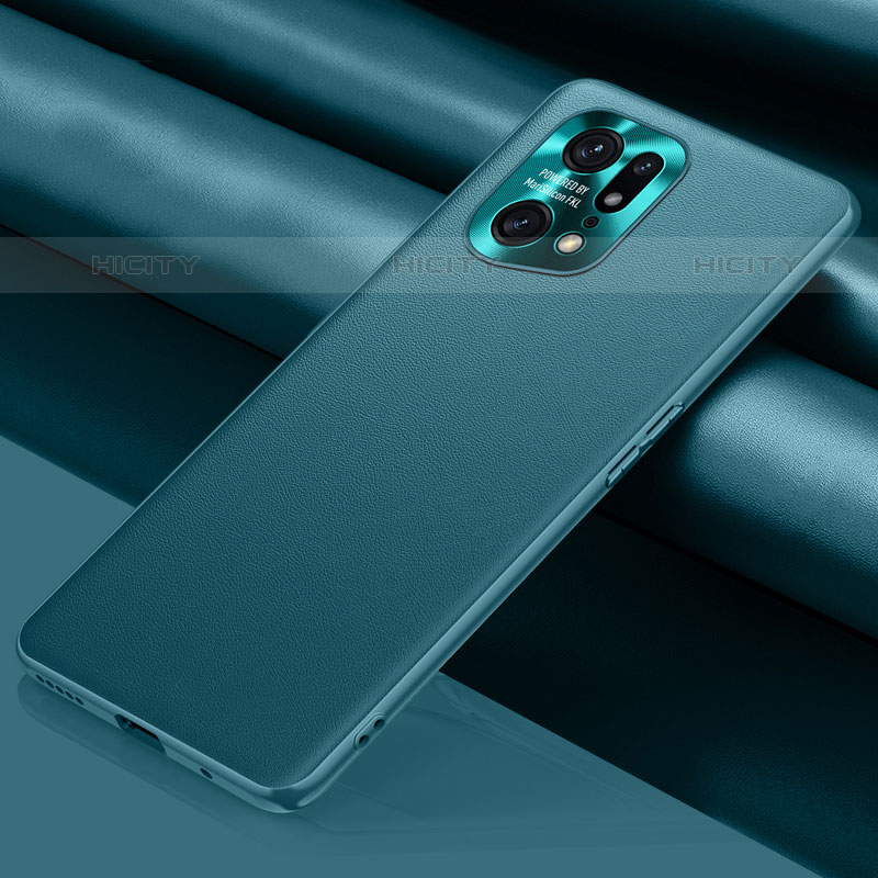 Coque Luxe Cuir Housse Etui S02 pour Oppo Find X5 Pro 5G Cyan Plus