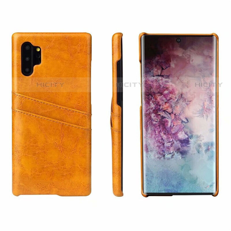 Coque Luxe Cuir Housse Etui S02 pour Samsung Galaxy Note 10 Plus 5G Orange Plus