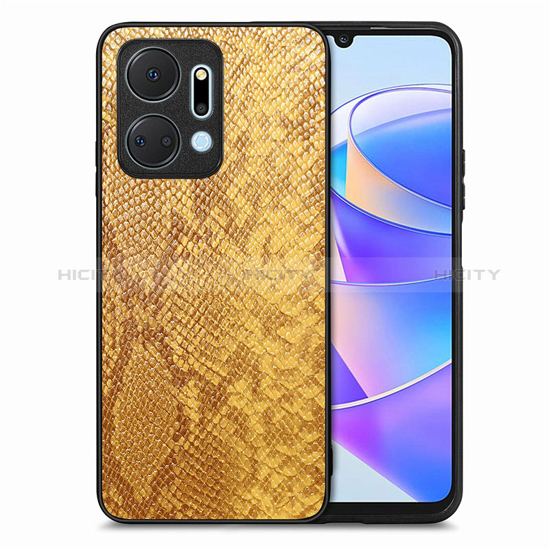 Coque Luxe Cuir Housse Etui S02D pour Huawei Honor X7a Jaune Plus