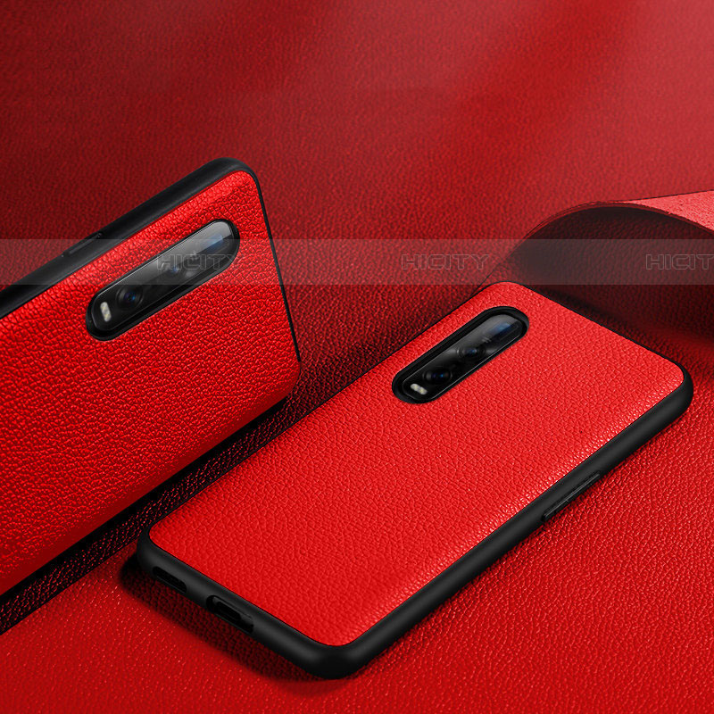 Coque Luxe Cuir Housse Etui S06 pour Oppo Find X2 Pro Rouge Plus