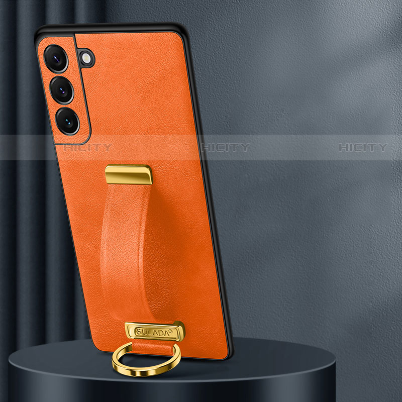 Coque Luxe Cuir Housse Etui S06 pour Samsung Galaxy S23 5G Orange Plus