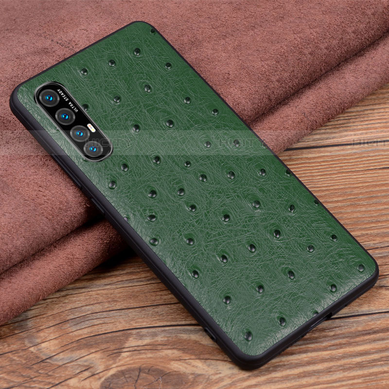 Coque Luxe Cuir Housse Etui S07 pour Oppo Find X2 Neo Vert Plus