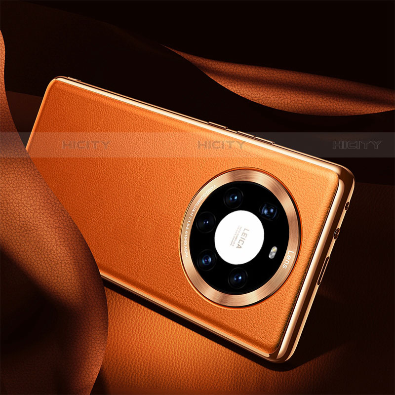 Coque Luxe Cuir Housse Etui S08 pour Huawei Mate 40 Pro+ Plus Orange Plus