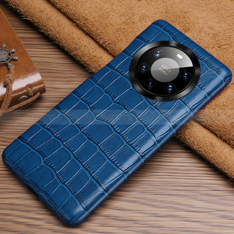 Coque Luxe Cuir Housse Etui ST3 pour Huawei Mate 40 Pro+ Plus Bleu Plus